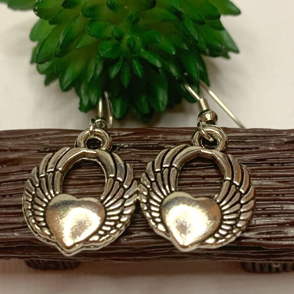 Heart Earring, Valentine's Day Earring, Winged Heart Earring, Love Earring, Gift - Picture 2 of 6